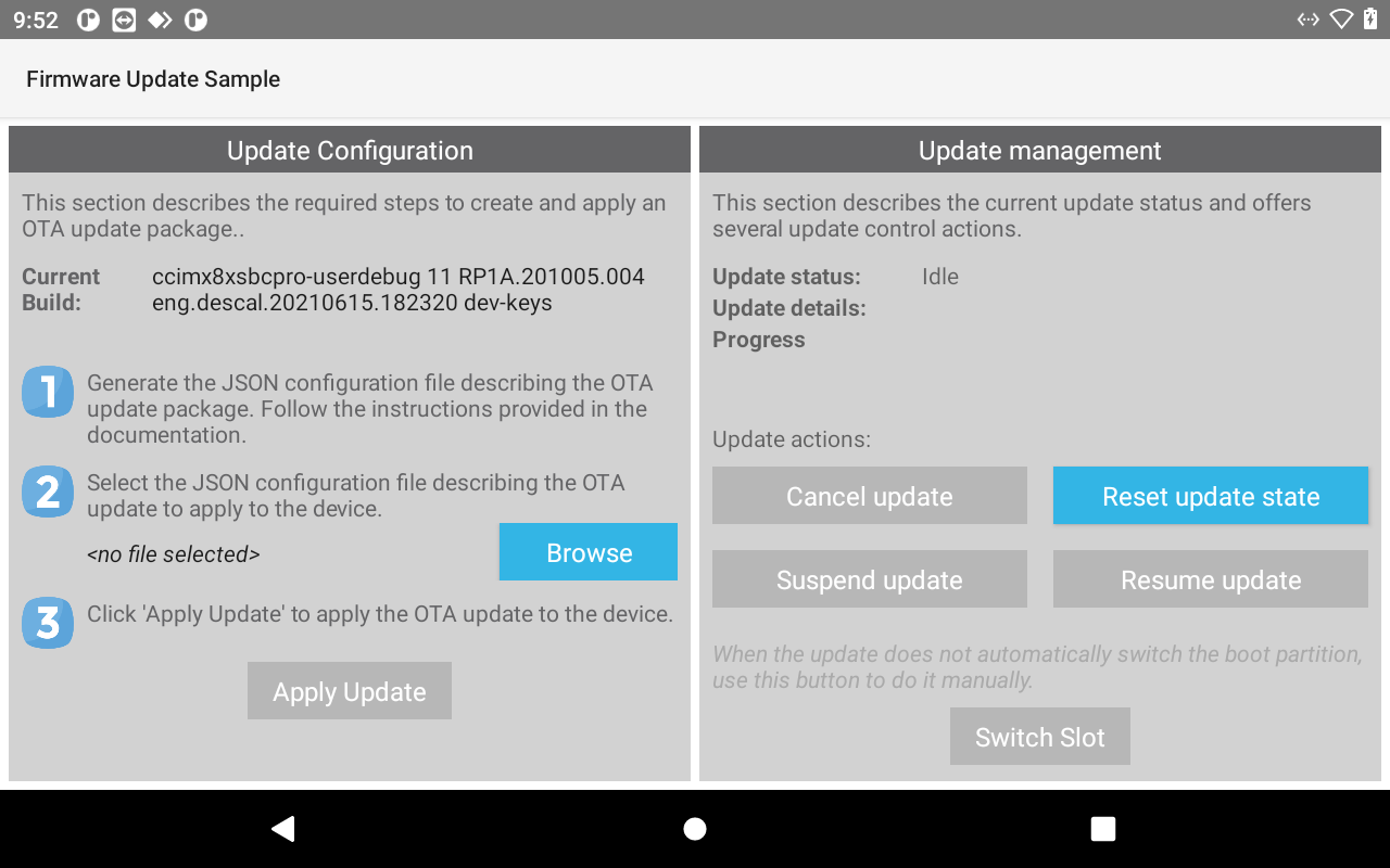 Firmware update application